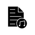Music File icon set. music audio file vector symbol. download song mp3 file button pictogram in black filled and outlined style
