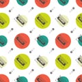 Music flat line retro seamless pattern with Royalty Free Stock Photo