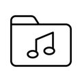 Music folder outline icon illustration