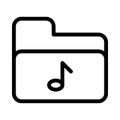 Music folder vector thin  line icon Royalty Free Stock Photo