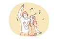 Music, fun, singing, dancing, entertainment concept Royalty Free Stock Photo