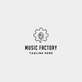 music gear logo design studio headphone microphone cassete vector monoline icon Royalty Free Stock Photo