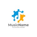 Music Gear Logo Vector Icon Illustration. Gear Music logo design template