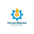 Music Gear Logo Vector Icon Illustration. Gear Music logo design template