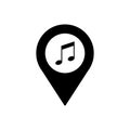 Music geo tag outline icon. Symbol, logo illustration for mobile concept and web design. Royalty Free Stock Photo