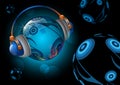 Music Globe with headphone Royalty Free Stock Photo