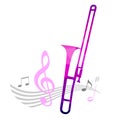 Music graphic with wind instrument in vector quality. Royalty Free Stock Photo