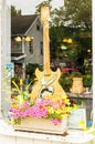 Music guitar and flowers in store window