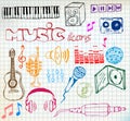 Music hand-drawn icons