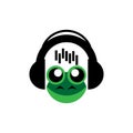 music head with green frog faceicon logo