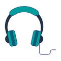 Music headphones device symbol blue lines