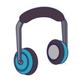 Music headphones techonlogy device isolated blue lines