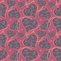 Music heart seamless pattern