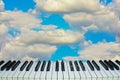 Music heaven piano keys against the sky