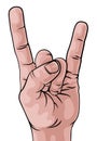 Music Heavy Metal Rock Hand Sign Pop Art Cartoon