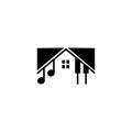 music house logo abstract black vector illustration design