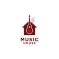 Music House Logo design with guitar symbol and tone