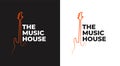 The Music House. A Music Shop Logo with a Guitar Silhouette