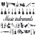 Music icon collection - vector silhouette illustration Royalty Free Stock Photo