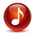 Music icon glassy brown round button Royalty Free Stock Photo