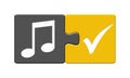 Music icon on green grey puzzle button Royalty Free Stock Photo
