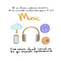 Music Icon Hand Draw Color Logo Set Collection Royalty Free Stock Photo
