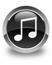 Music icon glossy black round button Royalty Free Stock Photo