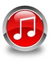 Music icon glossy red round button Royalty Free Stock Photo