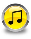 Music icon glossy yellow round button Royalty Free Stock Photo