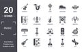 music icon set. include creative elements as violoncello, trumpet, gong, drum, music note, synthesizer filled icons can be used
