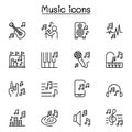 Music icon set in thin line style Royalty Free Stock Photo