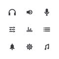 Music icon set. Vector icon. Sound symbol. Audio sign. Interface button