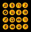 16 music icons or buttons Royalty Free Stock Photo