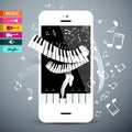 Music Icons with Keyboard. Royalty Free Stock Photo