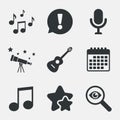 Music icons. Microphone, Acoustic guitar.