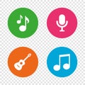 Music icons. Microphone, Acoustic guitar. Royalty Free Stock Photo