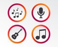 Music icons. Microphone, Acoustic guitar. Royalty Free Stock Photo