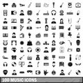 100 music icons set, simple style Royalty Free Stock Photo