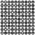 100 music icons set black circle Royalty Free Stock Photo