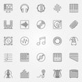 Music icons set - vector outline concept symbols Royalty Free Stock Photo