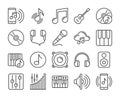 Music icons. Sound and Music line icon set. Vector illustration. Editable stroke. Royalty Free Stock Photo