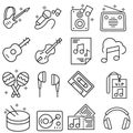 Music icons vector set. musical instruments illustration sign collection. sound symbols. Royalty Free Stock Photo