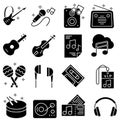 Music icons vector set. musical instruments illustration sign collection. sound symbols. Royalty Free Stock Photo