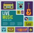 Music infographic and icon set of instruments Royalty Free Stock Photo