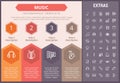 Music infographic template, elements and icons.