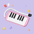 Music Instrument, Cute melodica isolated on background icon symbol clipping path. 3d render illustration Royalty Free Stock Photo