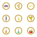 Music instrument icons set, cartoon style Royalty Free Stock Photo