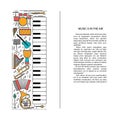 Music instrument line icons in piano shape. Art musical brochure element. Vector decorative greeting card or invitation