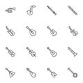 Music instrument line icons set