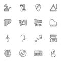 Music instrument line icons set